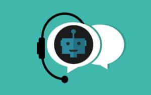 robot in a bubble with headset on