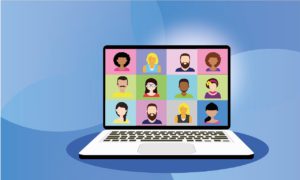 video conference on laptop