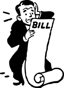 illustration of a man looking at a long bill
