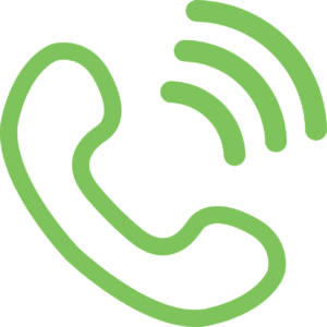 green phone icon with three curved lines