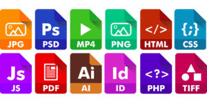different media files in different colors