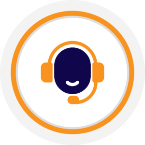 illustration of a person with headset on in a orange circle