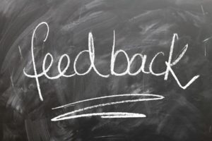 feedback written on a blackboard
