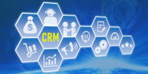 the word CRM with gears around