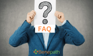 faq text overlaying image of a man in a suit holding a question mark over his face for insurance leads faq