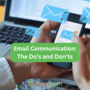 Email Communication: The Do’s and Don’ts text overlaying image of a businessman emailing on his phone