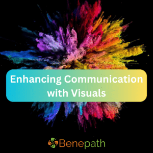 Enhancing Communication with Visuals text overlaying image of a color burst
