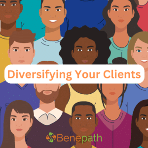 Diversifying Your Clients text overlaying image of diversified group of people