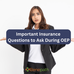Important Insurance Questions to Ask During OEP text overlaying image of an agent questioning 