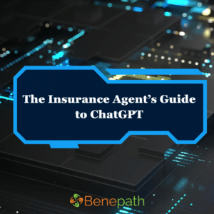 The Insurance Agent’s Guide to ChatGPT text overlaying an image of a motherboard
