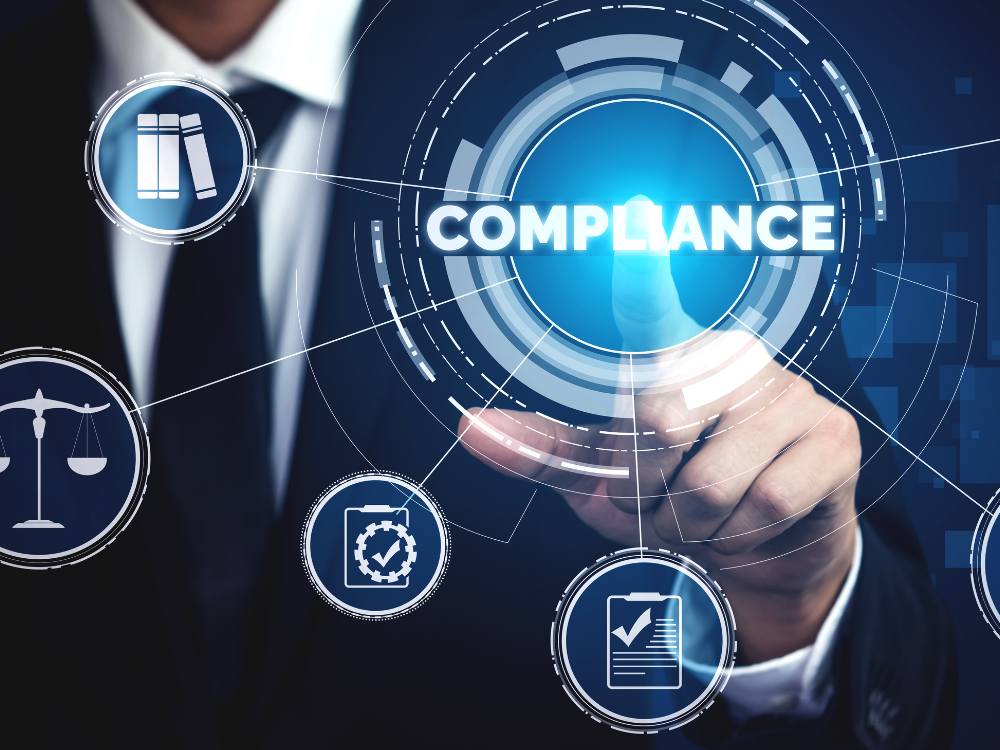 Compliance technology graphic highlighting the importance of licensing for advertising health insurance on Google.